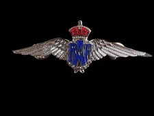 BRITISH ROYAL AIR FORCE MILITARY WINGS BADGE 3 1/4" DOUBLE POST METAL PIN 