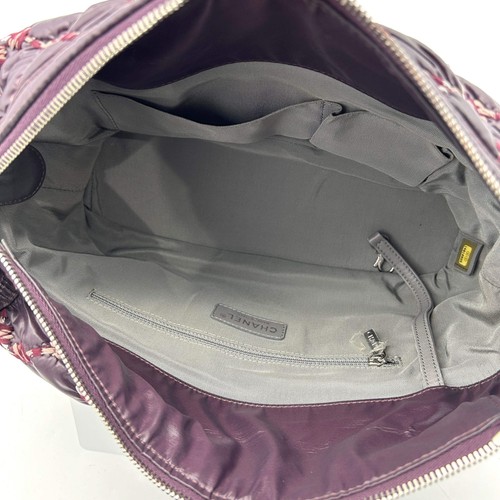 Pre-owned CHANEL Nylon Quilted Tweed Stitch Bubble Tote violet ch8890bd - Picture 7 of 11