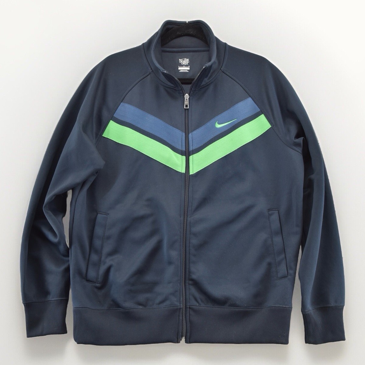 Nike Track Jacket Mens Large Blue Green Striped Y2K Full Zip Nike Track Jacket Mens Large Blue Green Striped Y2K Full Zip