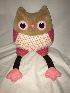 Pbk Pottery Barn Kids Large Plush Pink White Green Corduroy Owl