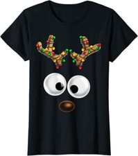 Matching Family Christmas Reindeer Face Christmas Ladies' Crewneck T-Shirt