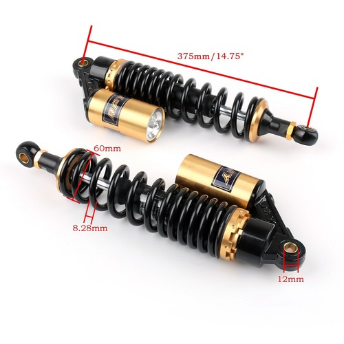 Motorcycle 14.75" 375mm Rear Shocks Absorber For Yamaha Banshee ATV Black&Gold - Picture 3 of 7