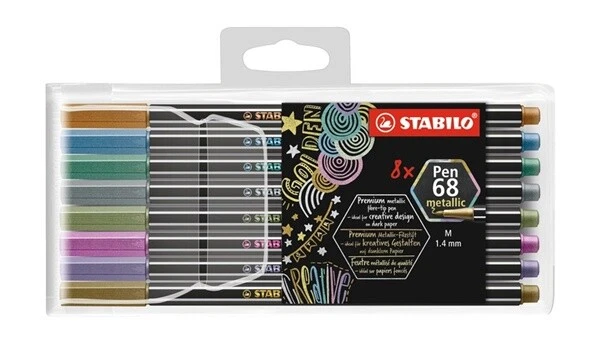 STABILO® PEN 68 BRUSH METALLIC 8ER ETUI NEU OVP