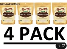 4 PACK - Bob's Red Mill Organic Stone Ground Dark Rye Flour 20oz EXP: 8/26