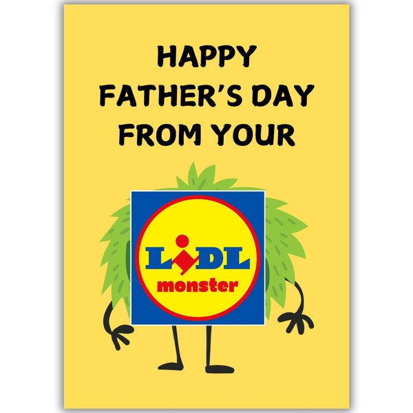 Divertida Tarjeta del Día del Padre De Hijo Hija Niño LIDL Monstruo Para Papá Papá Regalo
