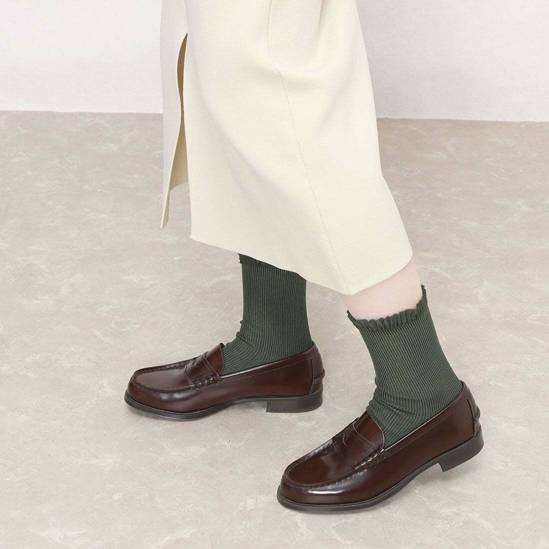 Haruta Japan brown loafer mules shoes leather EE ladies