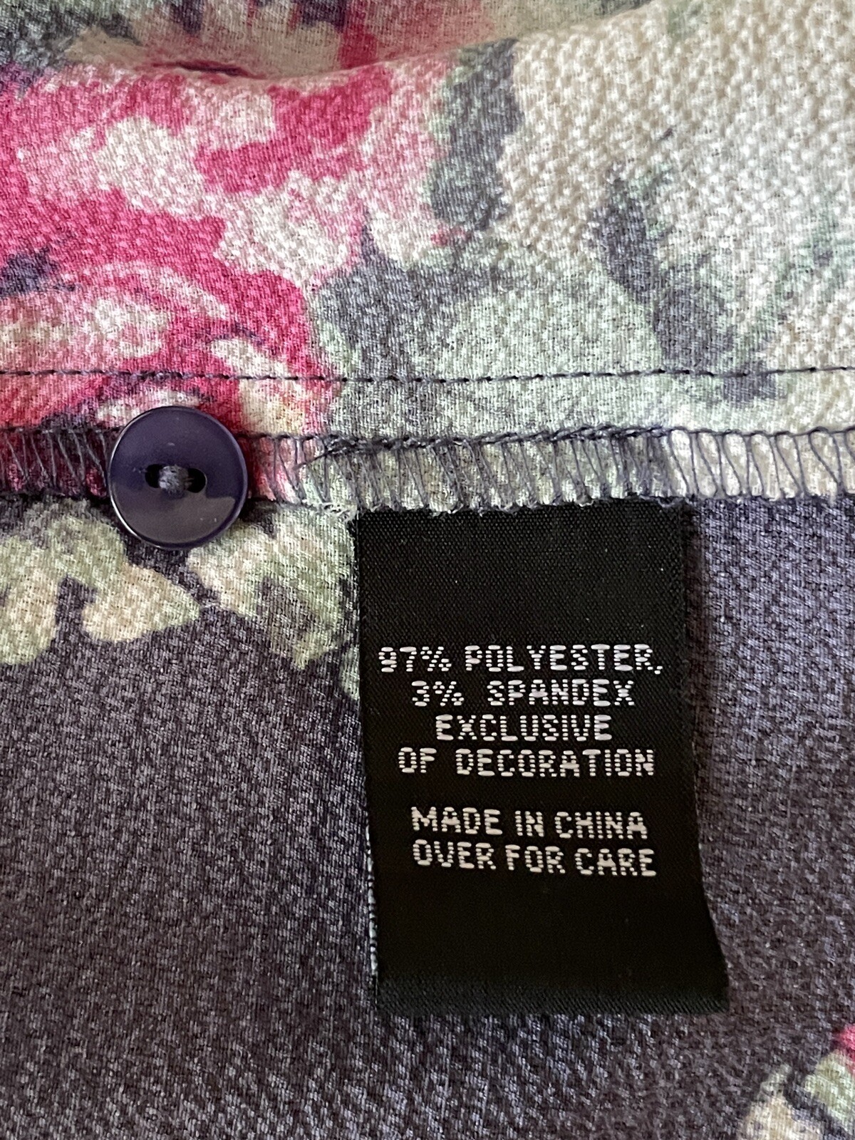 I.N. San Francisco Multicolor Floral Top V-Neck 3/4 Sleeves Lace Women's Size S