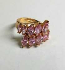 Sterling Silver Gold-Plated Pink Quartz Ring Size 8