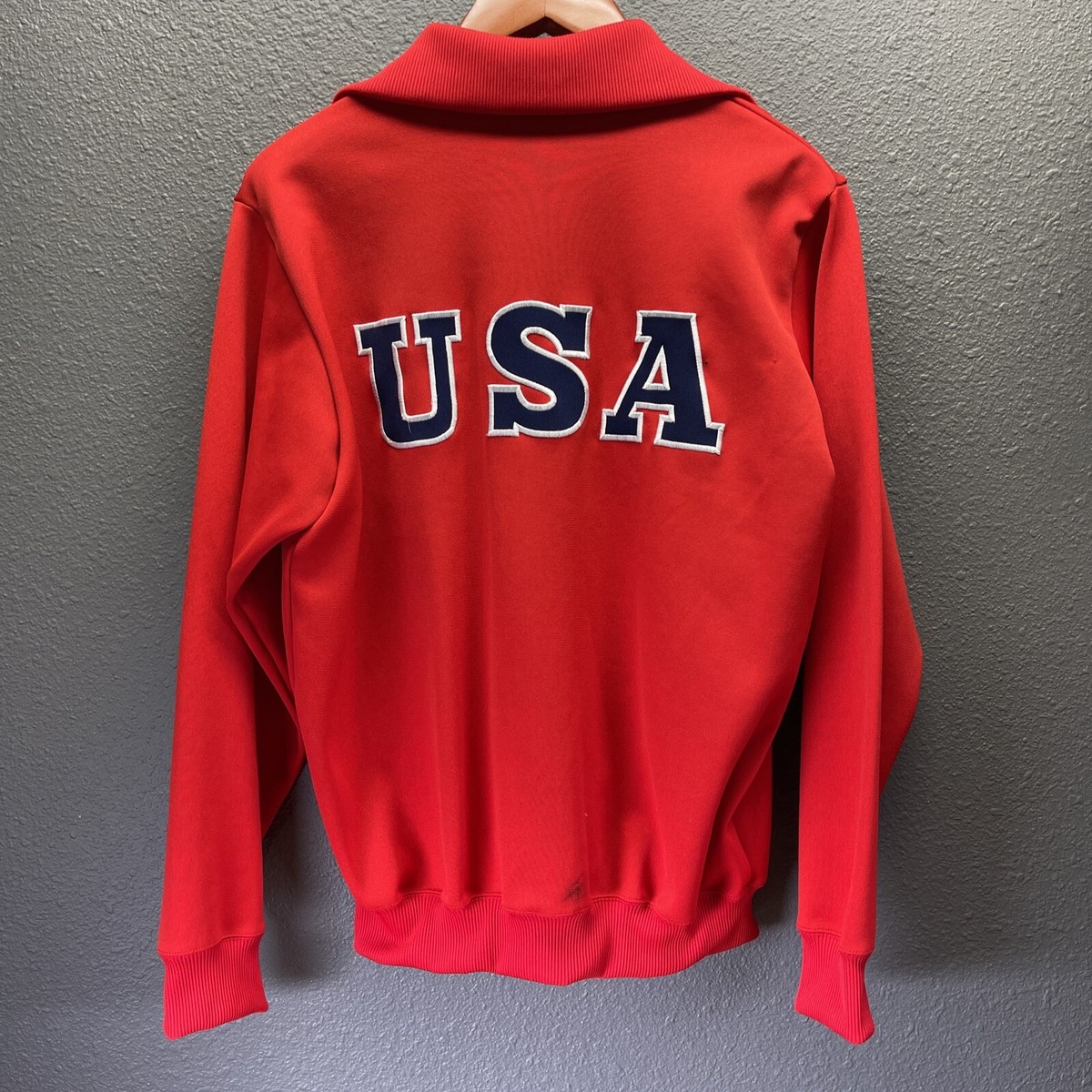 Vtg Team USA Asics Track Jacket - Size Small Red White Blue