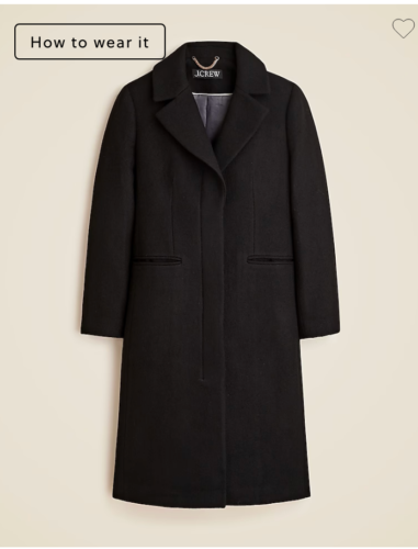 J.Crew $398 Petite Savoy topcoat Italian wool-blend melton Black Size P4 CF101