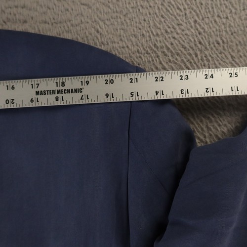 Silk Jacket XL Blue Herringbone Self Stripe 100% Silk Blazer Sport Coat 46R - Picture 15 of 17