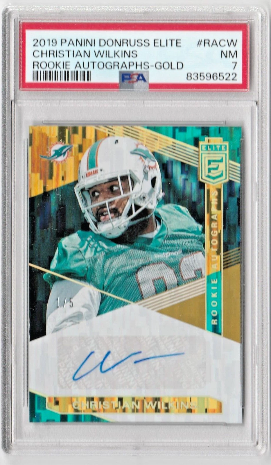 Christian Wilkins Panini Donruss Elite Rookie Autographs #RACW Gold