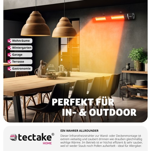 Infrarot Heizstrahler 3000W Fernbedienung Wärmestrahler Wand Terrassenstrahler - Bild 8 von 12