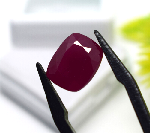 Natural 7.65 CT Dark Red Opaque Ruby Cushion Cut Certified Ring Loose Gemstone - Picture 6 of 9