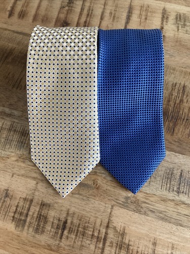 Izod Men's Set of 2 100% Silk Ties GOLD Blue SHARP! - Picture 12 of 12