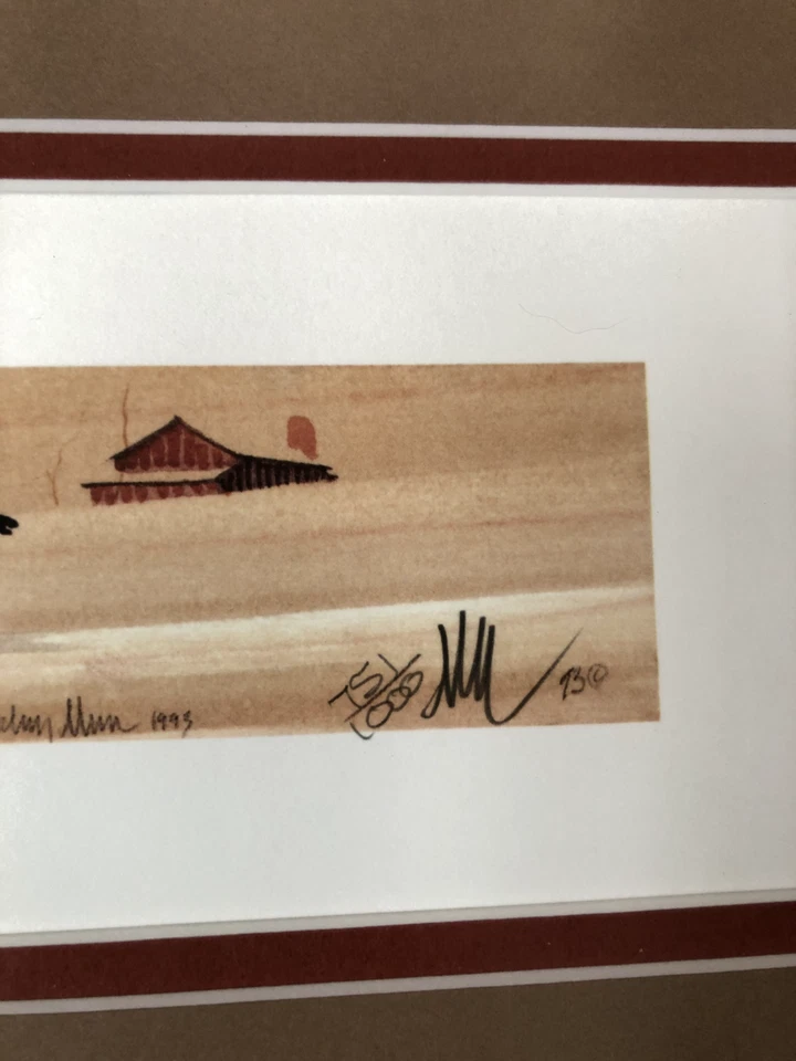 Impresión P Buckley Moss "Three In a Row", 1993, 751/1000, enmarcada con doble mate Foto 4 de 4