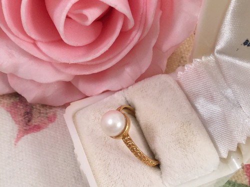 Vintage Jewellery Yellow Gold Ring with White South Sea Pearl Antique Jewelry 7 - Picture 2 of 9