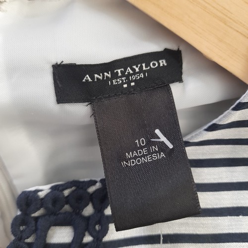 Ann Taylor Linen Blend Shift Dress Navy Silver Grey UK Size 10 Sleeveless New - Picture 8 of 9