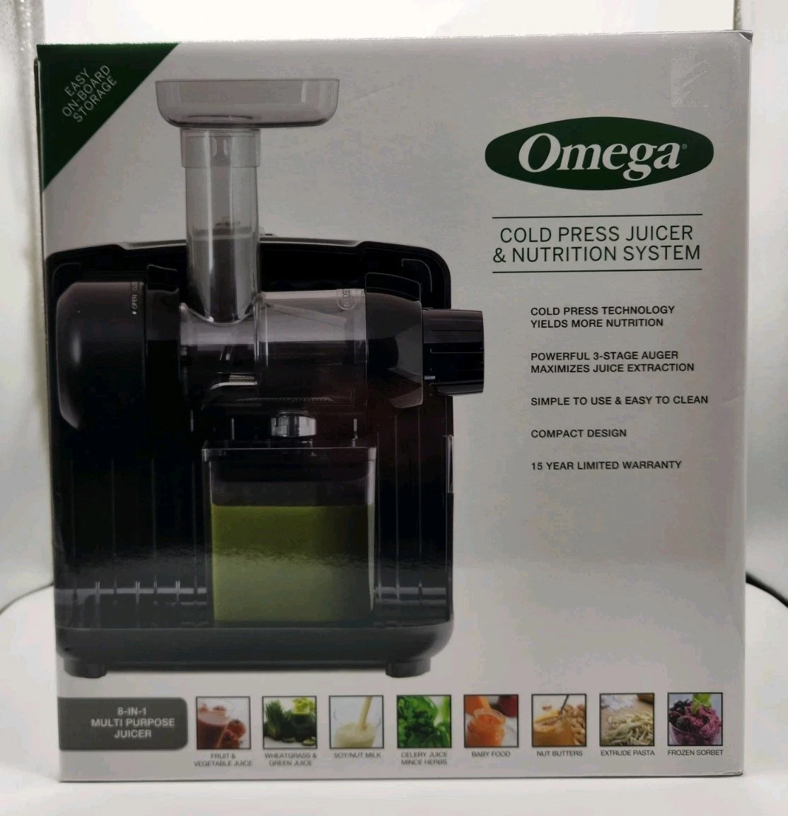 Omega Cold Press Juicer 365 & Nutrition System 8-in-1 Multipurpose - NEW