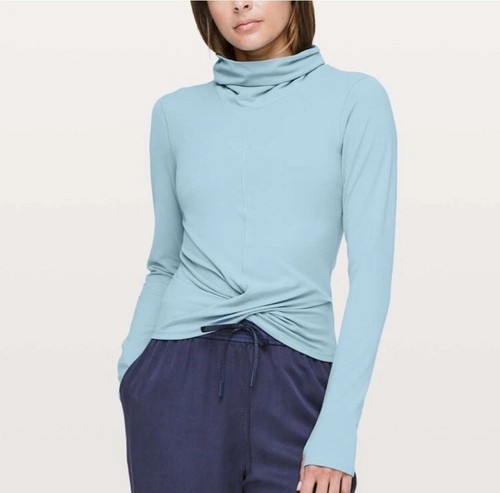 Lululemon Melodic Movement Top Womens 12 Long Sleeve Funnel Neck Cascade Blue