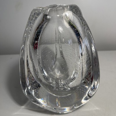 Vintage Floris Meydam Dutch Controlled Bubble Clear Art Glass Bud Vase 1950s-60s