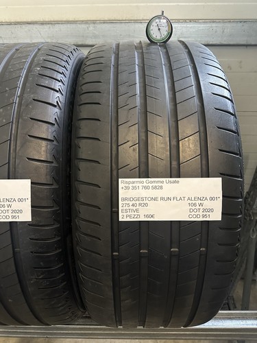 2 PNEUMATICI USATI BRIDGESTONE RUN FLAT ALENZA 001 * ESTIVE 275 40 R20 106 W - Foto 3 di 21