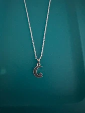 20 inch 925 Sterling Silver cable chain with moon pendant 10% charity