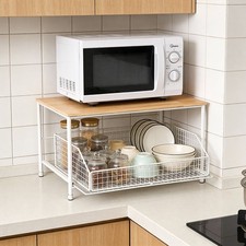 Kitchen Microwave Stand Countertop Storage Rack with Drawer for Oven Air Fryer