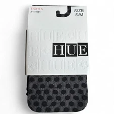 Hue Womens Dotted Mesh Tights With Control Top Black Sheer Size S/M