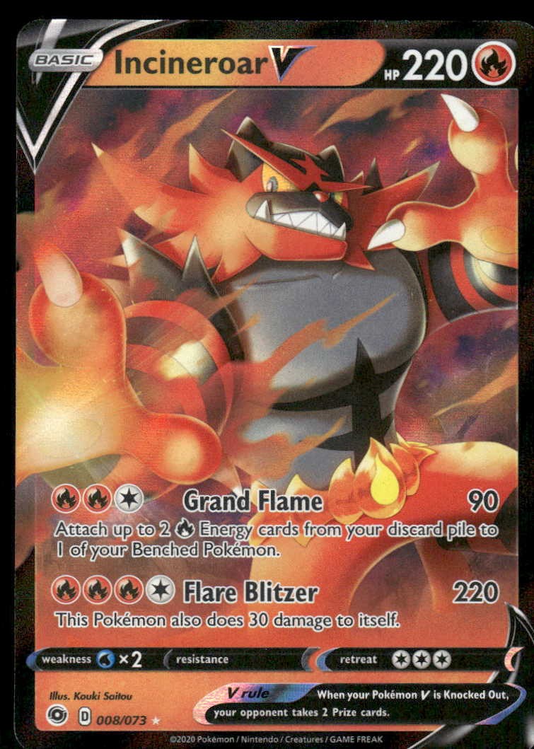 POKEMON INCINEROAR V CHAMPION'S PATH 008/073 HOLO V RARE NM/M