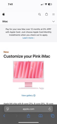Apple iMac 24" (256GB SSD, Apple M1, 3.20GHz, 8GB, 7-Core GPU) Pink - MJVA3LL/A - Picture 1 of 6