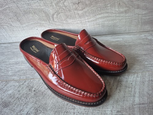 G. H. Bass Weejuns Loafers Leather Mules red UK 8 moccasins slip on - Picture 2 of 6