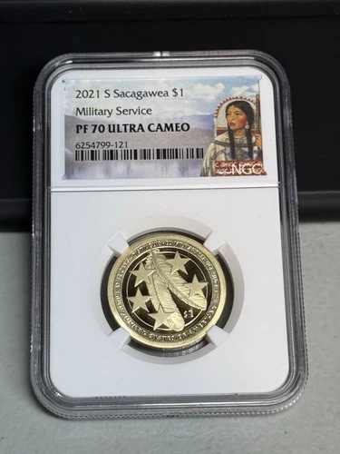 2021 S Sacagawea Dollar $1 Military Service  NGC PF70 Ultra Cameo