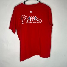 Red Philadelphia Phillies T Shirt Majestic Youth Size XL Short Sleeve T Shirt