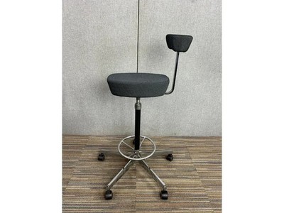 VITRA Nelson Barhocker Anthrazit Stoff mit verchromter Basis mit Rollen Ikone