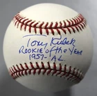 Tony Kubek Signed Official Major League Baseball Autograph ROY 1957 Inscription
