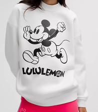 DISNEY X LULULEMON MICKEY FLEECE OVERSIZED PULLOVER WHITE XS S LAST ONES NWT