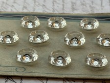 Vintage 1940's Transparent Acrylic Buttons Set of 10 Decorative Orginal Carded