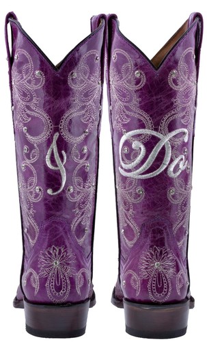 Womens Rodeo Boot Purple Leather Wedding Embroidery Snip Toe Mujer Botas Boda - Picture 5 of 6