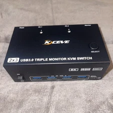 No Box No Plugs, Scratch, KVM Switch Triple Monitor (2 Ports HD+HD+DP) By Kceve