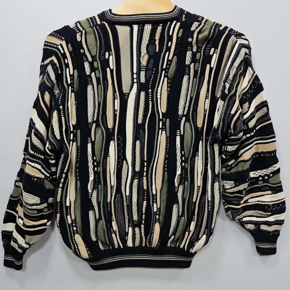 Vintage Cotton Traders Coogi Style L Sweater 3D Knit 90s Cosby Textured Colorful - Image 2 of 4