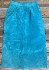 VTG Women  s Midi Suede Pencil Skirt Turquoise 6-8 J Christopher NEW 30  W Pockets