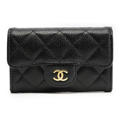 CHANEL Classic Gold Buckle Flap Card Case black Women 4.3x0.7x3 in