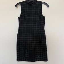 Apt. 9 Black Windowpane Plaid Mock Neck Mini Dress Size Small