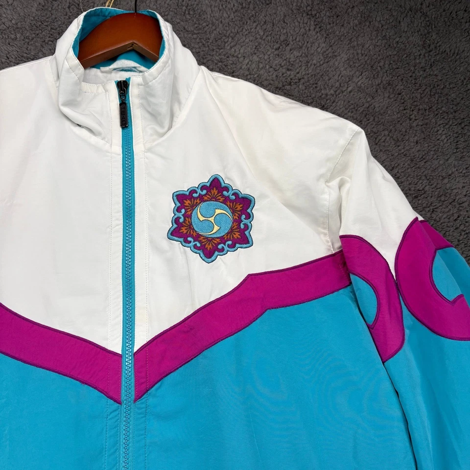 Conjunto de chándal vintage HEAD para hombre pequeño años 90 cremallera completa azul azulado rosa blanco retro Foto 3 de 4