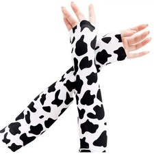 1Pair Cow Pattern Ice Silk Sleeves Durable UV Resistant Dacron Ice Sleeves Prote