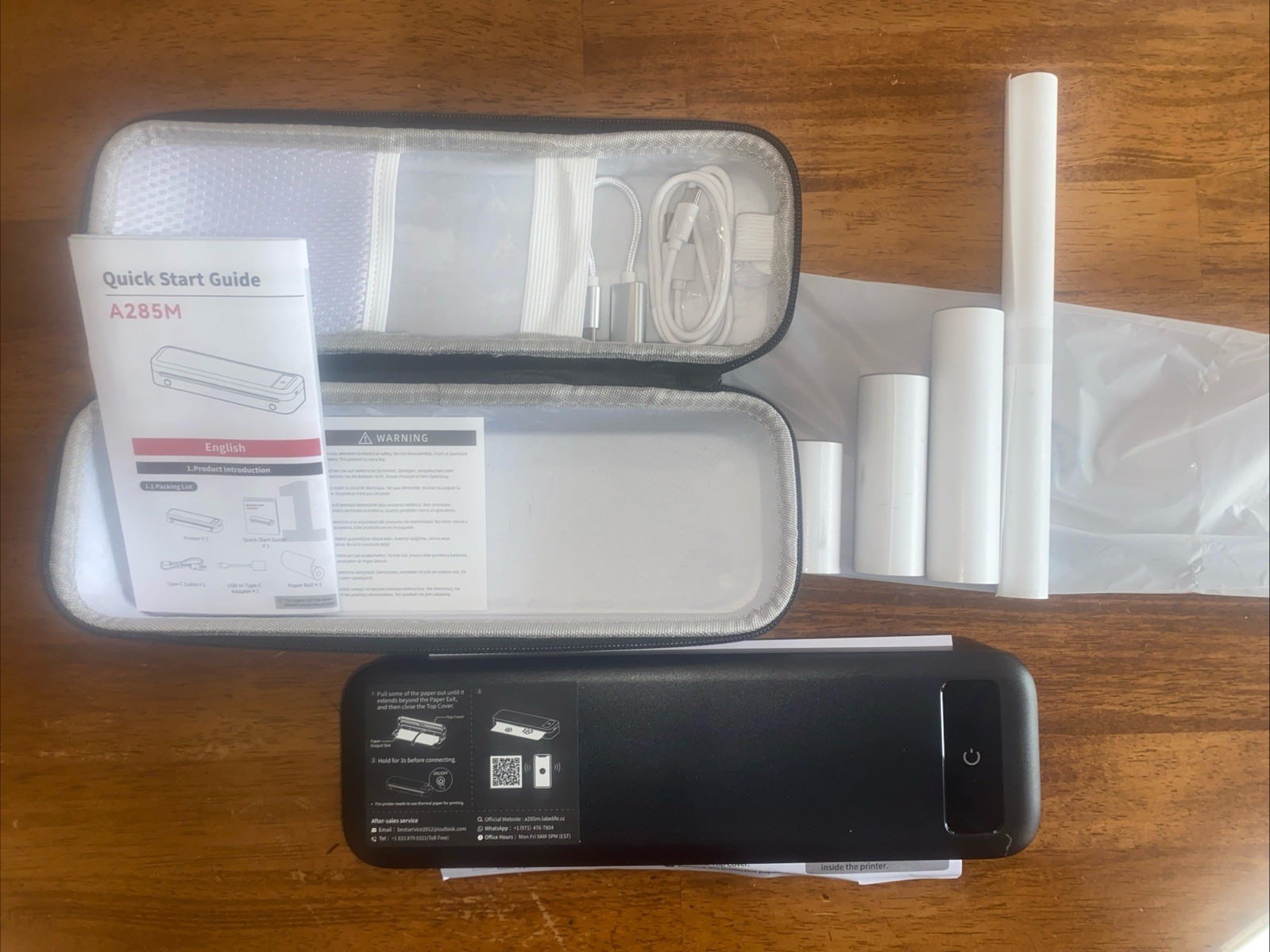 Portable Thermal Printer Complete Set w/ Case, Charger & Paper – Tested