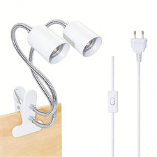 Doppelkopf E27 Klemmleuchte Klemmlampe Lampenhalter 360° Verstellbarer 400MM