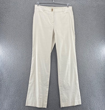 J Jill Pants Womens 6 Ivory Linen Stretch Blend Trousers Straight Leg Everyday