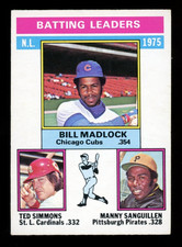 1976 TOPPS OPC O PEE CHEE BASEBALL #191 Ted Simmons Bill Madlock NM Leaders Cubs